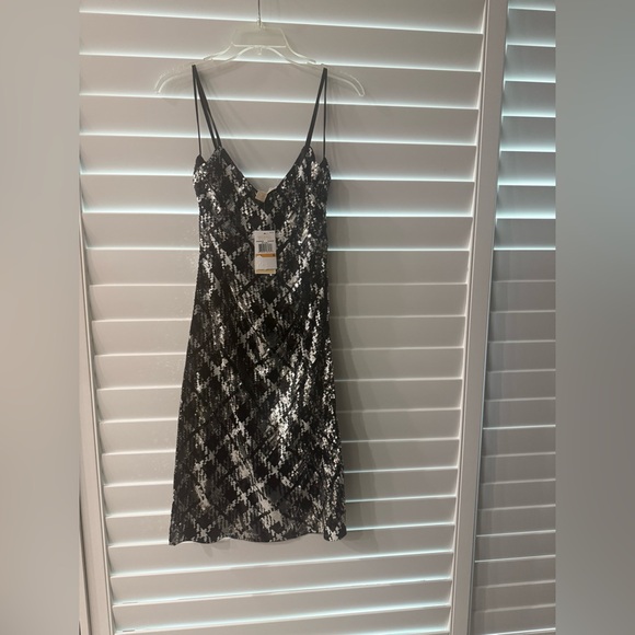 Michael by Michael Kore Black and Silver Sequin Dress Size Small NWT